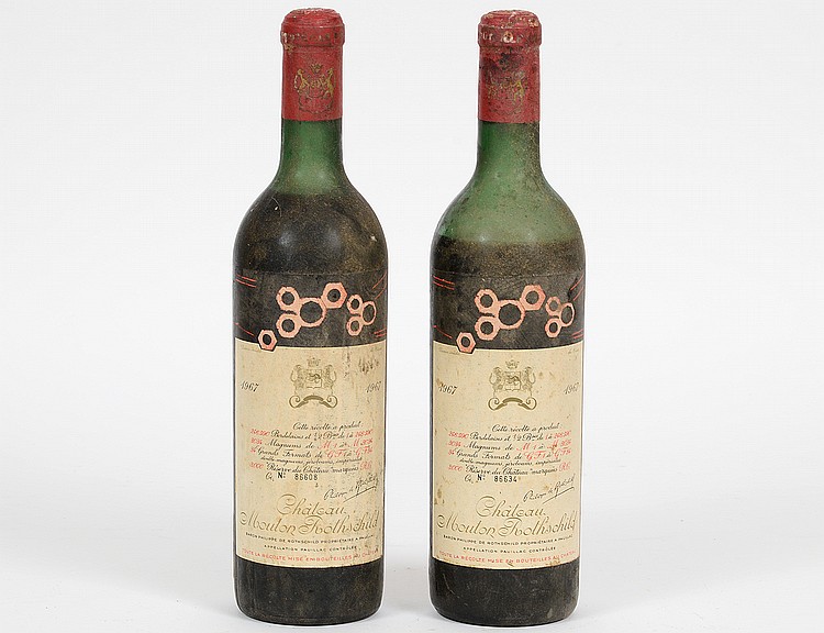 Appraisal: TWO FRENCH CHATEAU MOUTON ROTHSCHILD RED WINEProvenance Estate of Jan