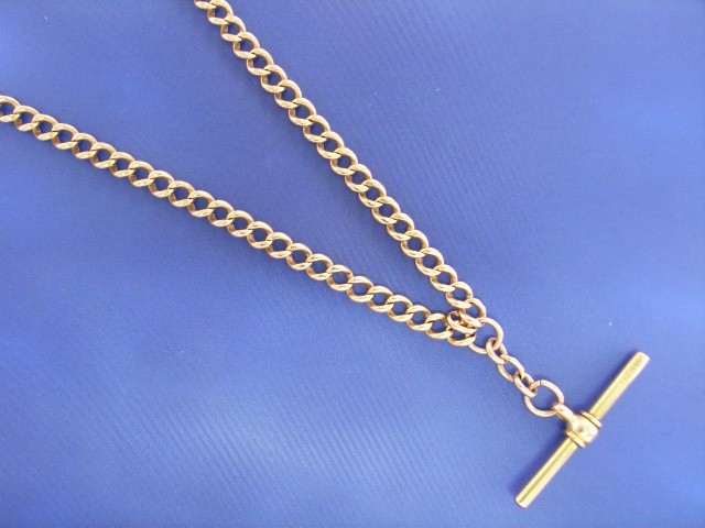 Appraisal: A ct rose gold curb link fob chain length cm