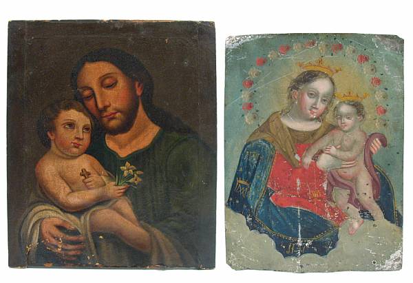 Appraisal: A group of two retablos depicting the Madonna and Child