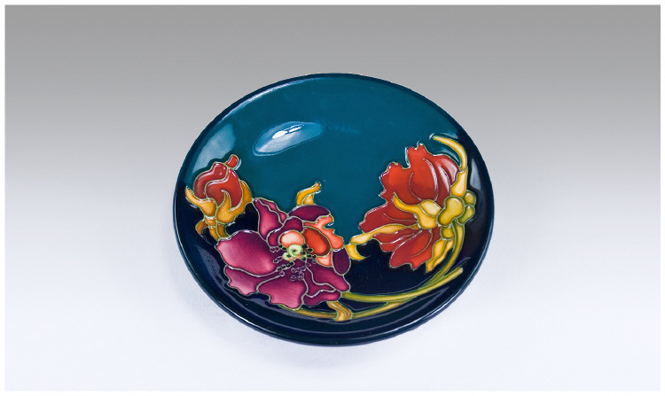 Appraisal: Moorcroft Signed Small Dish ' Carolina Moon' Design on Royal