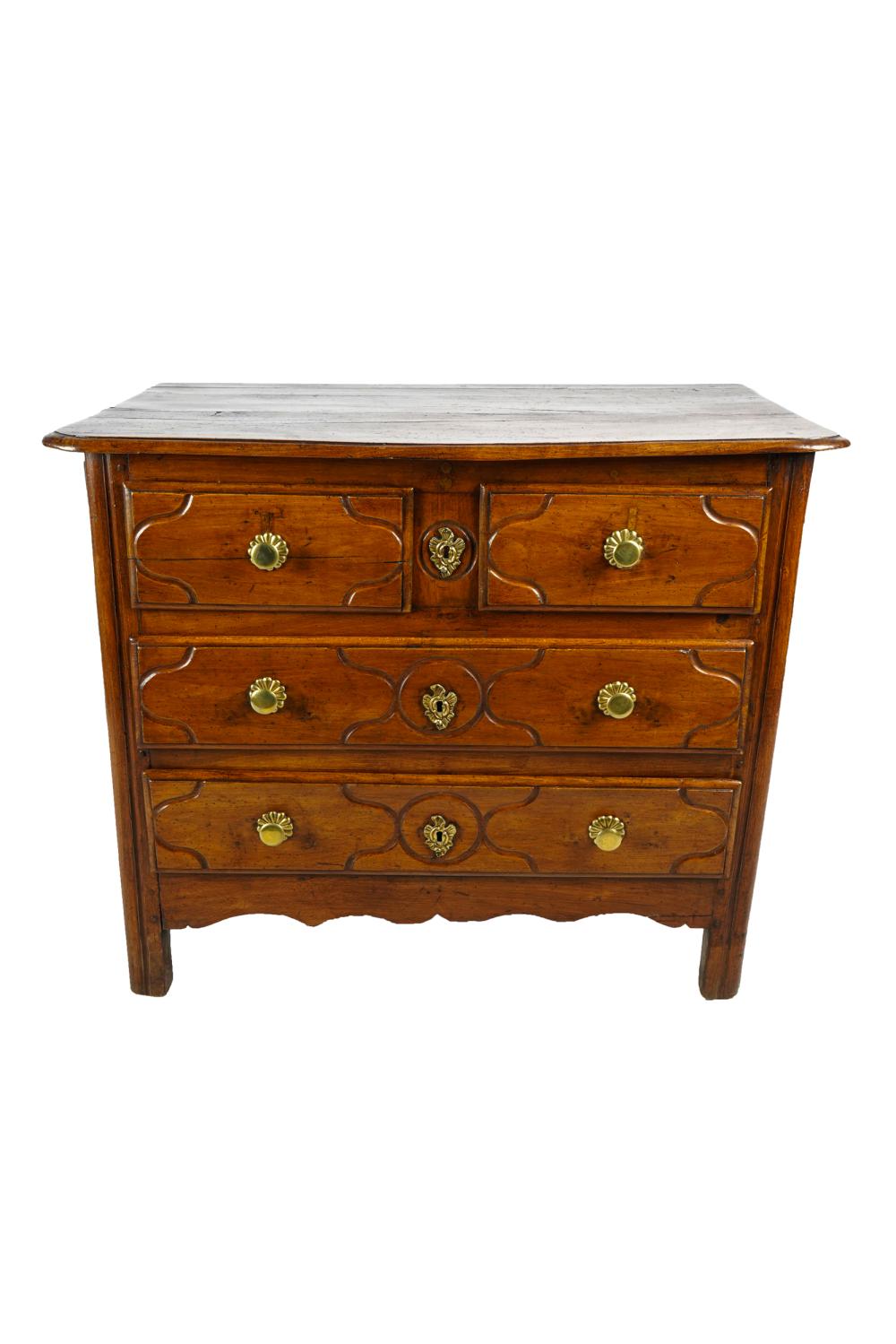 Appraisal: FRENCH PROVINCIAL WALNUT COMMODEwith two short drawers over two long