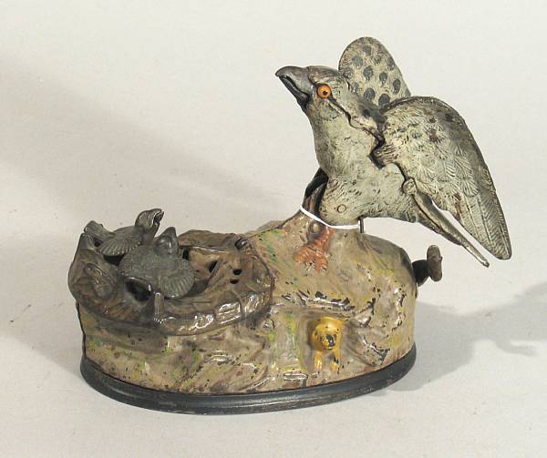 Appraisal: Eagle amp Eaglet bank Cast Iron bank by J E