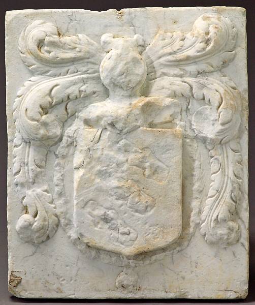 Appraisal: An Italian Baroque marble armorial panel th century The shield