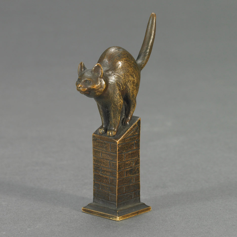 Appraisal: Austrian Patinated Bronze Cat Form Desk Seal by Rudolph Kchler