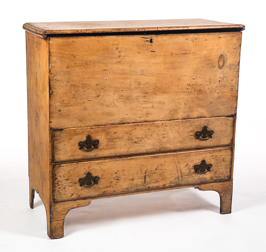 Appraisal: COUNTRY MULE CHEST American st quarter- th century pine Routed