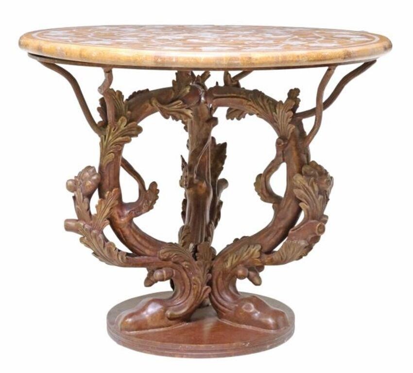 Appraisal: Italian style center table th c having round stone top