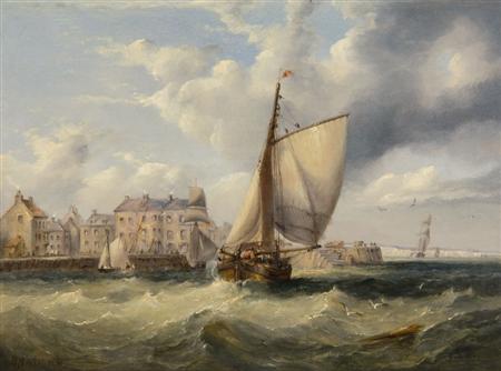 Appraisal: HENRY REDMORE - FISHING VESSELS OFF A COASTAL TOWN Signed