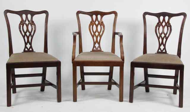 Appraisal: A set of six George III style dining chairs with