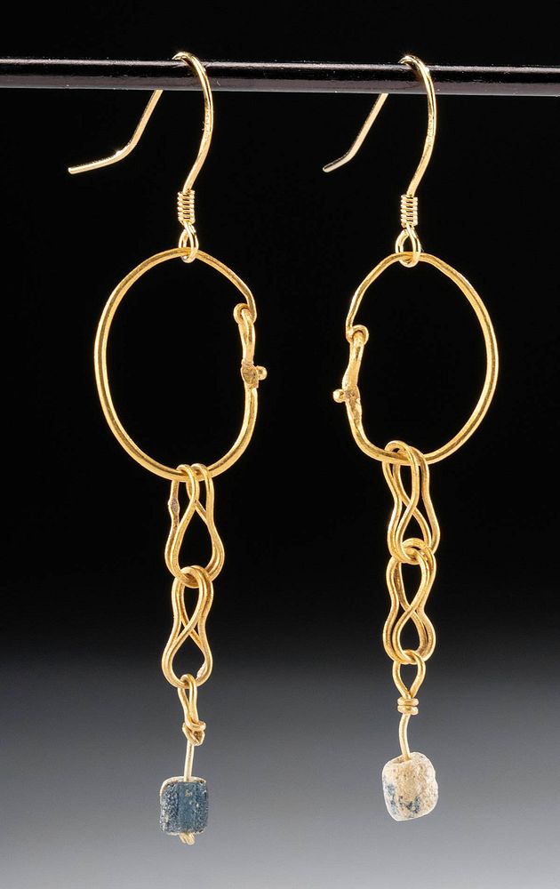 Appraisal: Roman K Gold Earrings w Glass Beads pr Roman Imperial