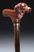 Appraisal: NICE CARVED DOG HEAD CANE The T shaped handle has