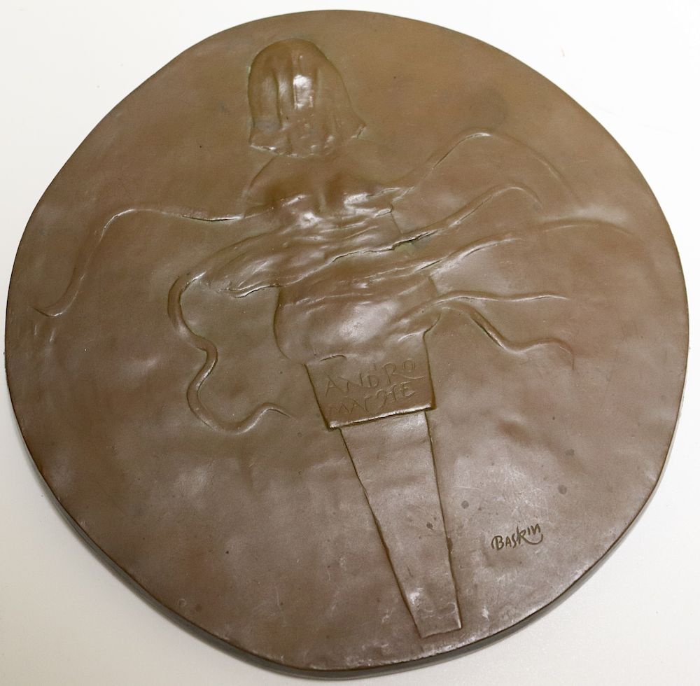 Appraisal: Leonard Baskin Signed Bronze Plaque Andro Mache From a Westchester