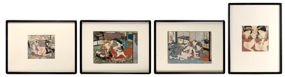 Appraisal: KEISAI EISEN JAPAN - FOUR EROTIC WORKS CIRCA MOST APPROX