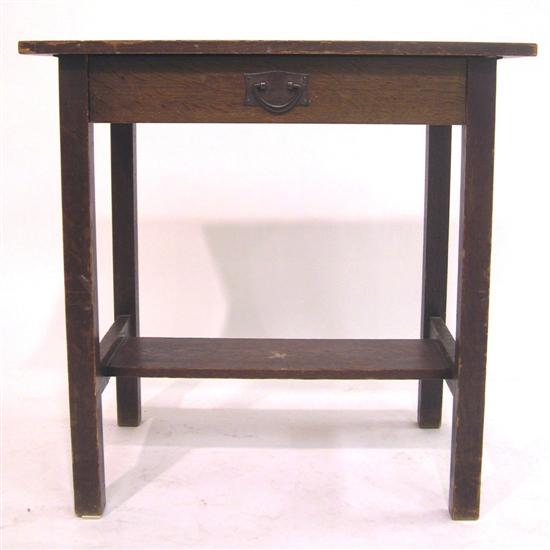 Appraisal: Gustav Stickley library table - with one drawer and stretcher