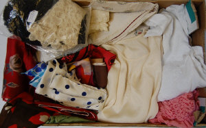 Appraisal: Box of lady's clothing to include black lace mantilla and