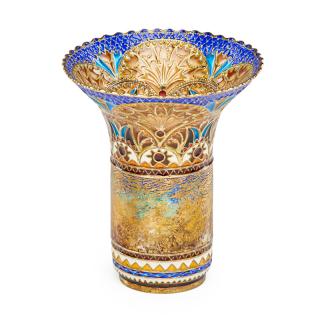 Appraisal: VALERI TIMOFEEV PLIQUE A JOUR VASE Gilt silver mounted vase