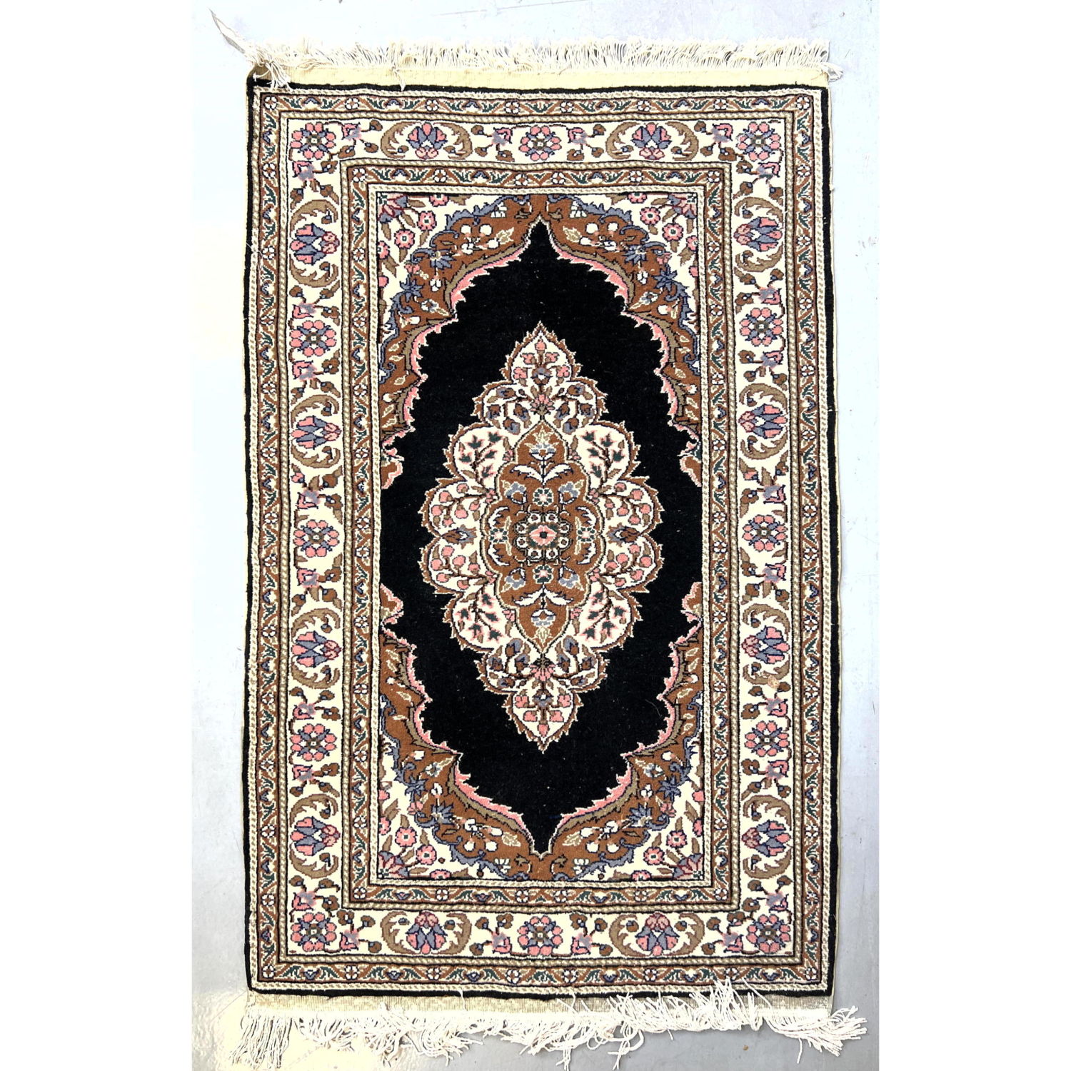 Appraisal: ' x ' Handmade Oriental Carpet Rug Black ground Finely