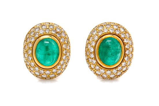 Appraisal: Sale Lot A Pair of Kart Yellow Gold Emerald and