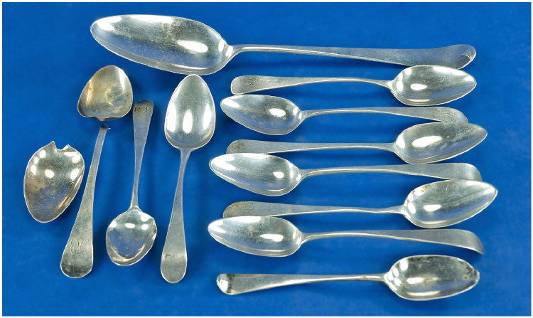 Appraisal: Collection Of Ten Mixed Georgian Spoons Various Makers And Dates