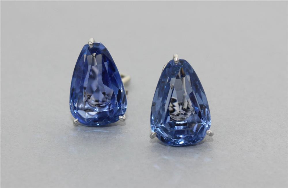 Appraisal: PLATINUM AND K WHITE GOLD BLUE SAPPHIRE EARRINGS blue sapphires