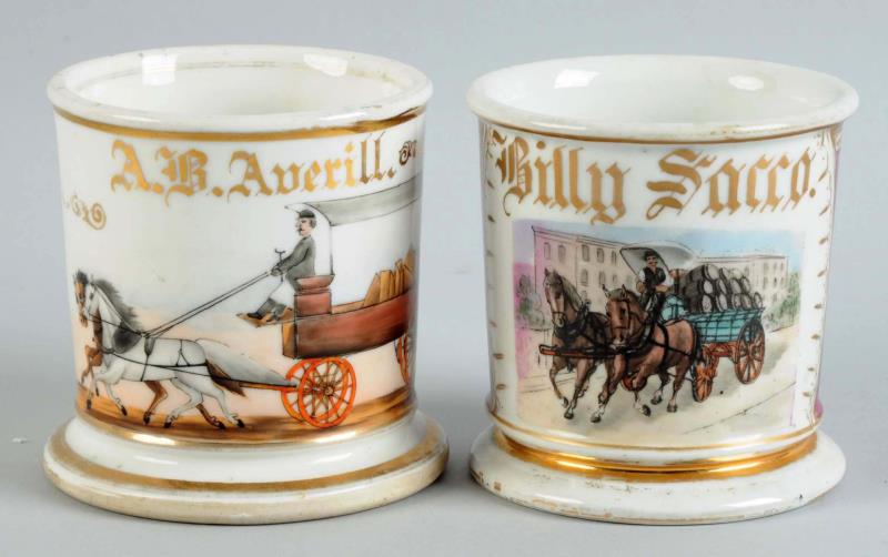 Appraisal: Lot Of Shaving Mugs - Horse Drawn Wagons Lot includes