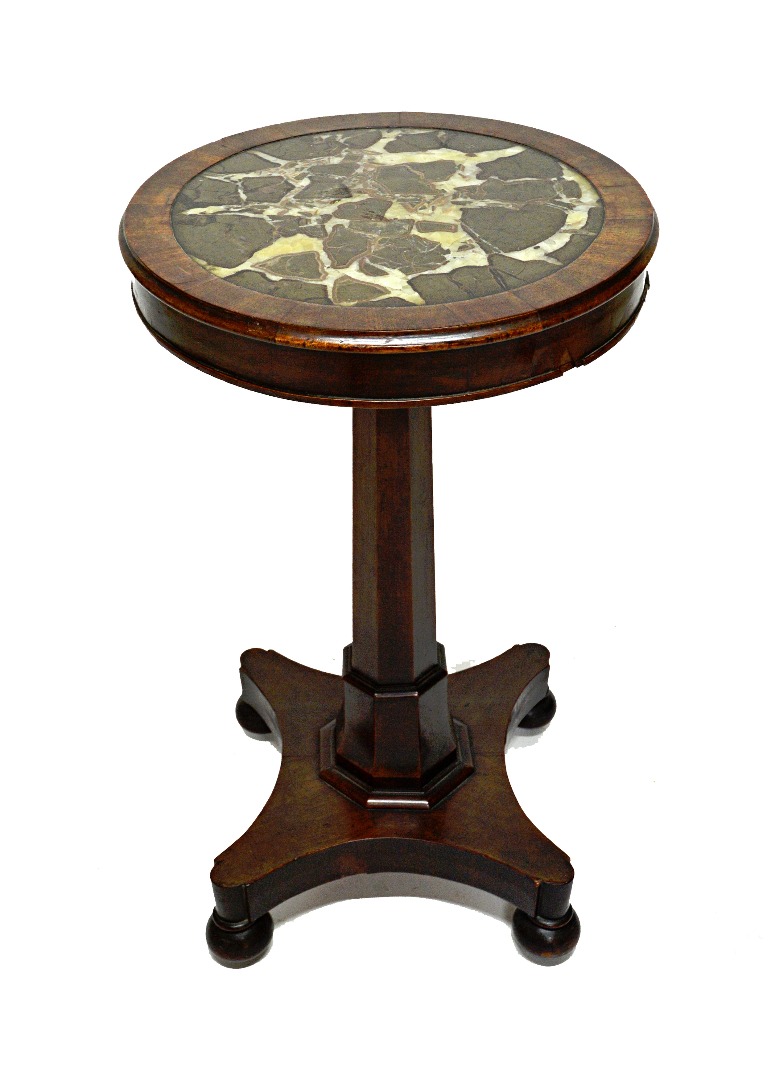 Appraisal: A William IV mahogany circular occasional table with inset septarian