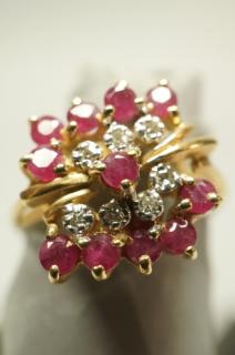 Appraisal: K Gold Ruby Diamond Ring Sz K Gold Ruby Diamond