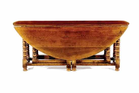 Appraisal: William and Mary style oak gate-leg harvest table oval top