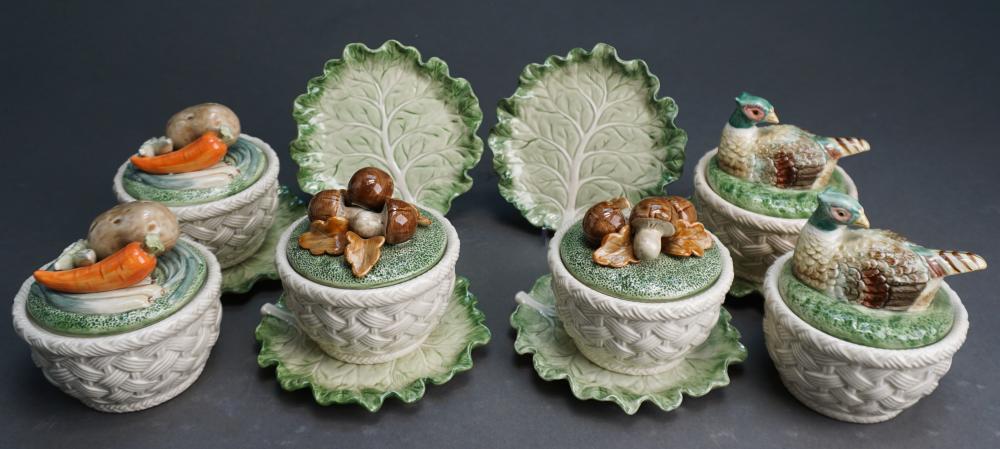 Appraisal: Six Fitz Floyd Ironstone Garden Basket Covered Boxes with Saucers