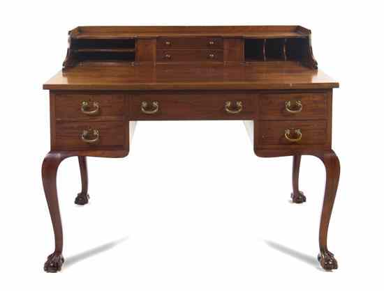 Appraisal: An American Mahogany Writing Desk the superstructure fitted with two