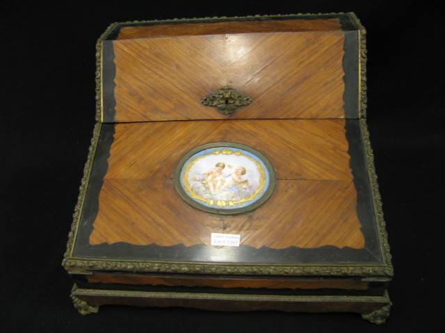 Appraisal: French Victorian Lady's Travel Desk with Sevres porcelain plaque depiction