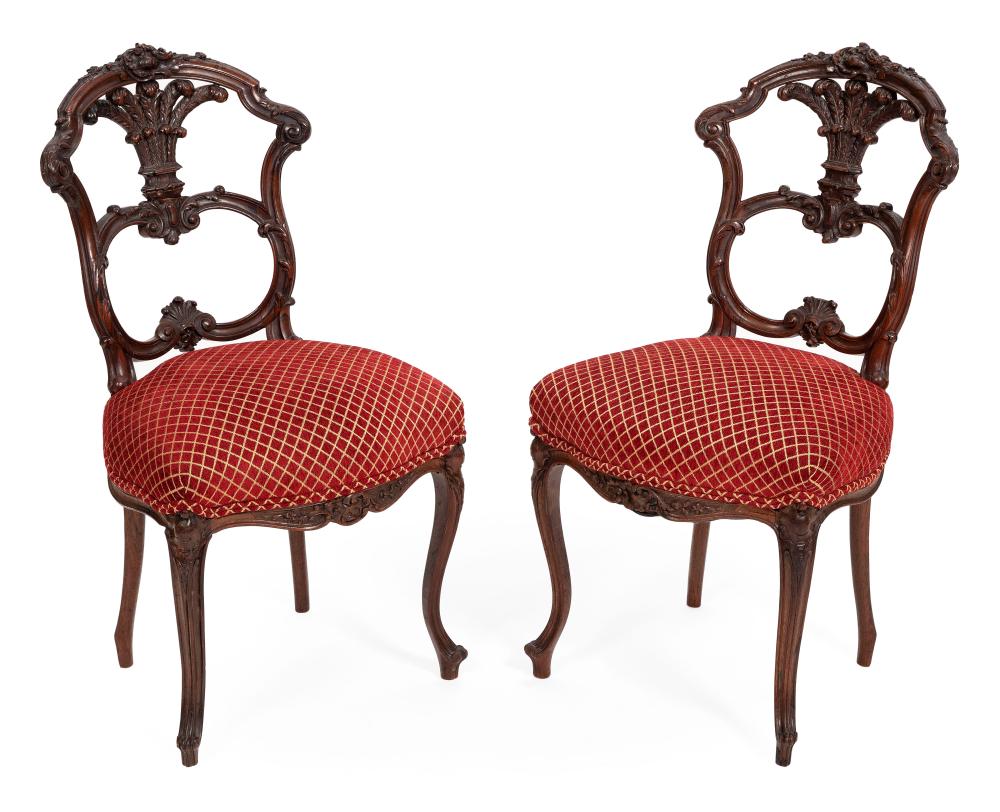 Appraisal: PAIR OF ENGLISH VICTORIAN SIDE CHAIRS MID- TH CENTURY BACK