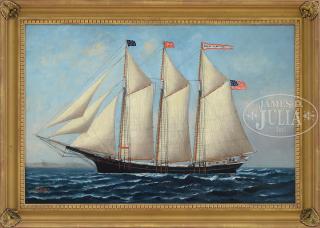 Appraisal: SOLON FRANCIS MONTECELLO BADGER American - PORTRAIT OF THE SCHOONER