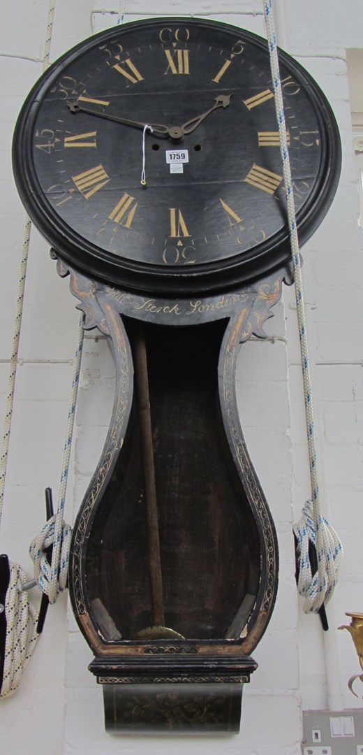 Appraisal: A polychrome painted wooden tavern clock th century with inch