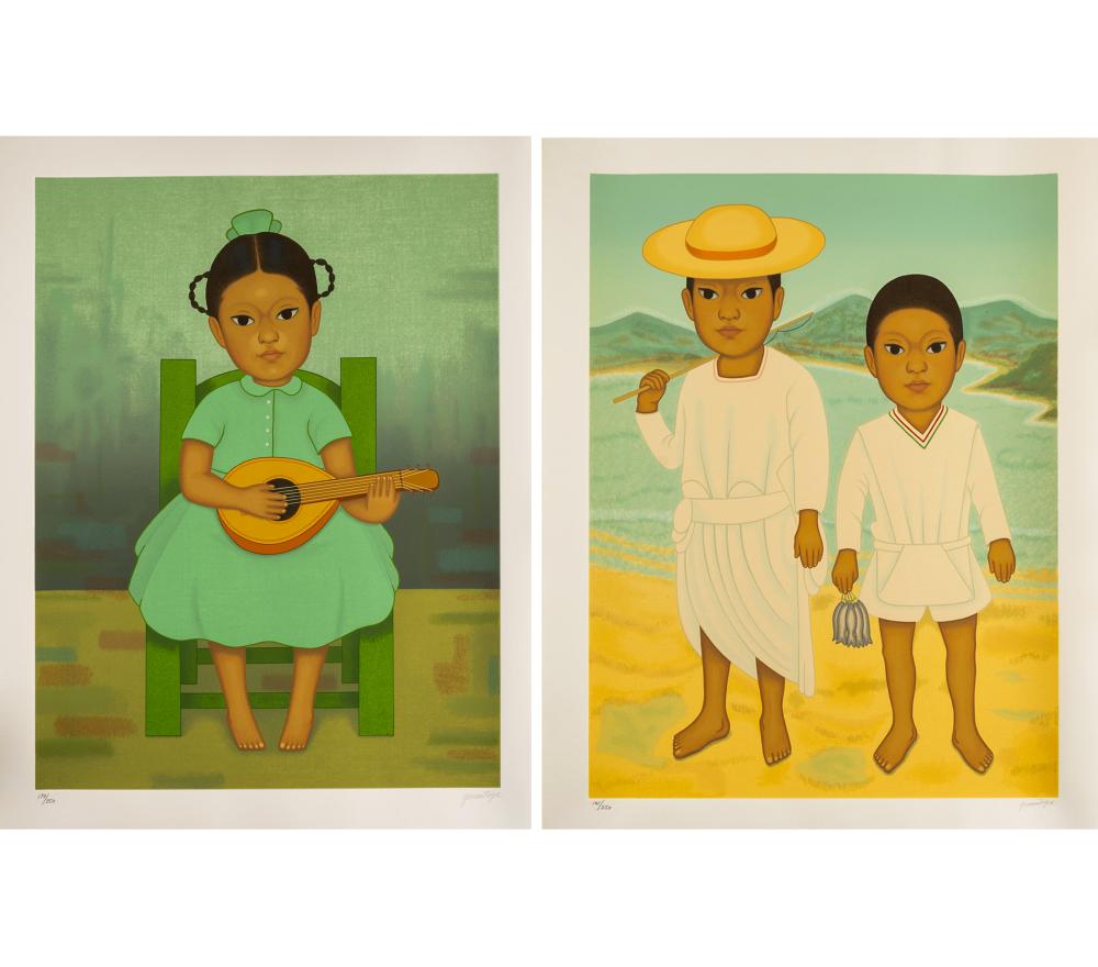 Appraisal: GUSTAVO MONTOYA - TWO WORKSeach depicting children each lithograph each