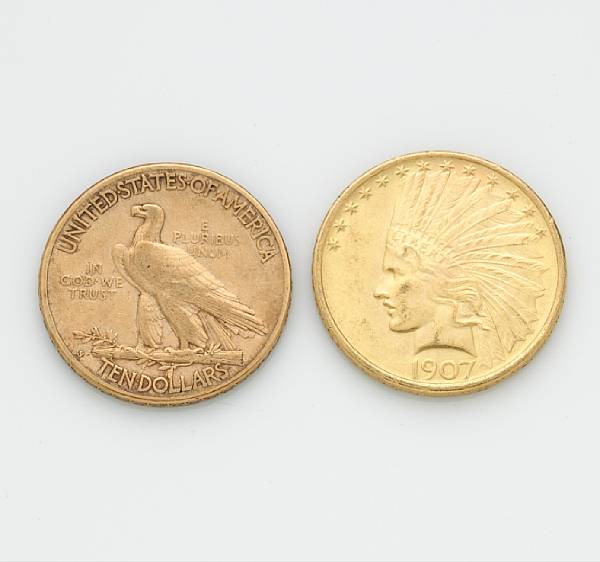 Appraisal: A collection of two US Indian head gold coins and