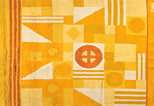 Appraisal: RUG Wool area rug in yellow and ochre geometric pattern