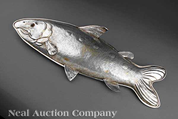 Appraisal: An Italian Silverplate Salmon Dish c - marked Franco Lagini