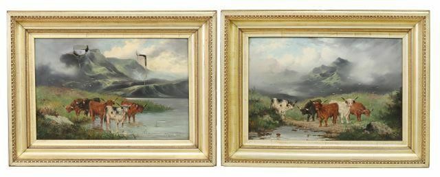 Appraisal: lot of Framed oil on canvas paintings Highland Cattle signed