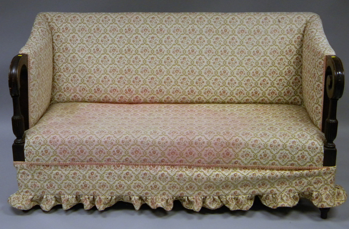 Appraisal: Federal-style Upholstered Mahogany Settee lg in