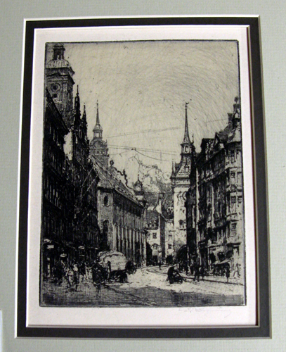 Appraisal: LUIGI KASIMIR Austrian - Etching and drypoint titled Stadtlhor an