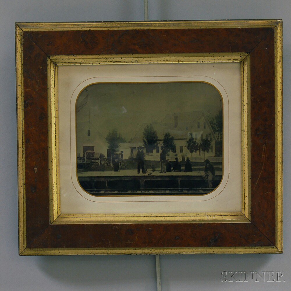 Appraisal: Large Tintype Depicting Men at a Whistle-stop Possibly Sterling Massachusetts