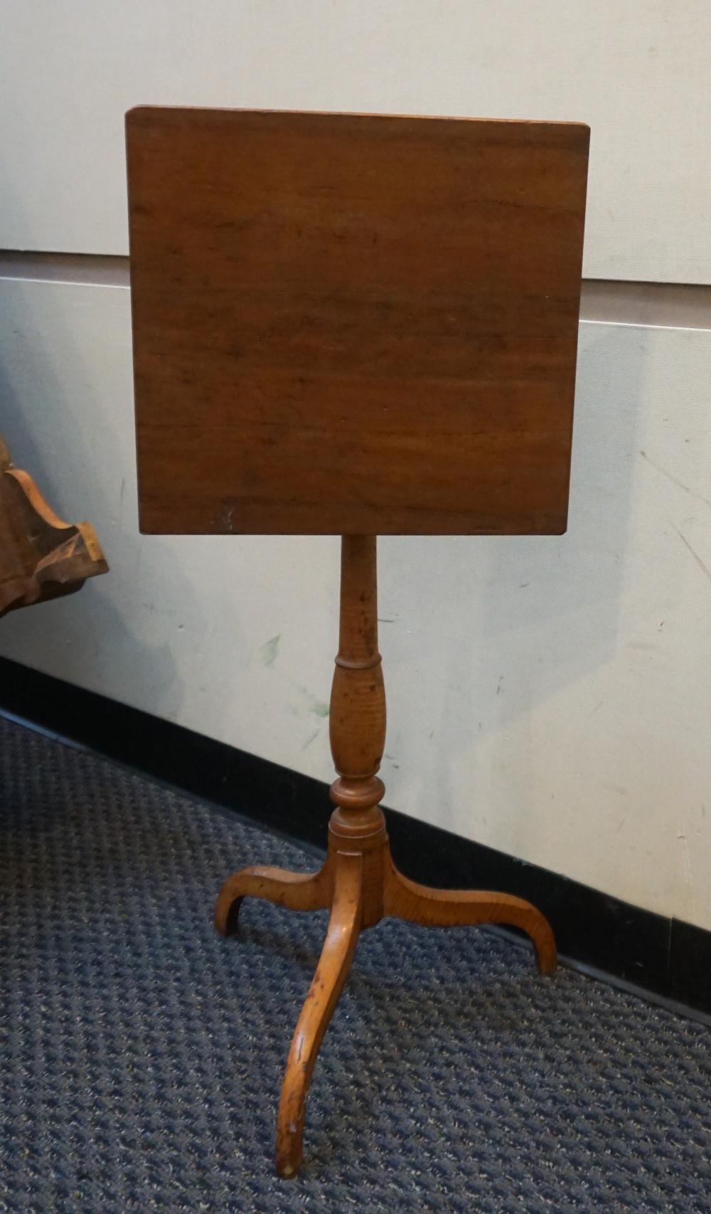 Appraisal: FEDERAL MAPLE AND WALNUT TRIFID TILT-TOP CANDLESTAND X X IN