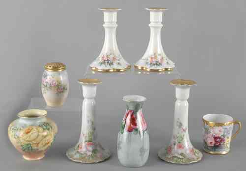 Appraisal: Collection of painted porcelain early th c to include a