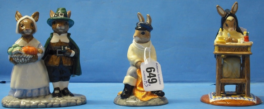 Appraisal: Royal Doulton Bunnykins Figures Fisherman DB Pilgrim DB And Sister