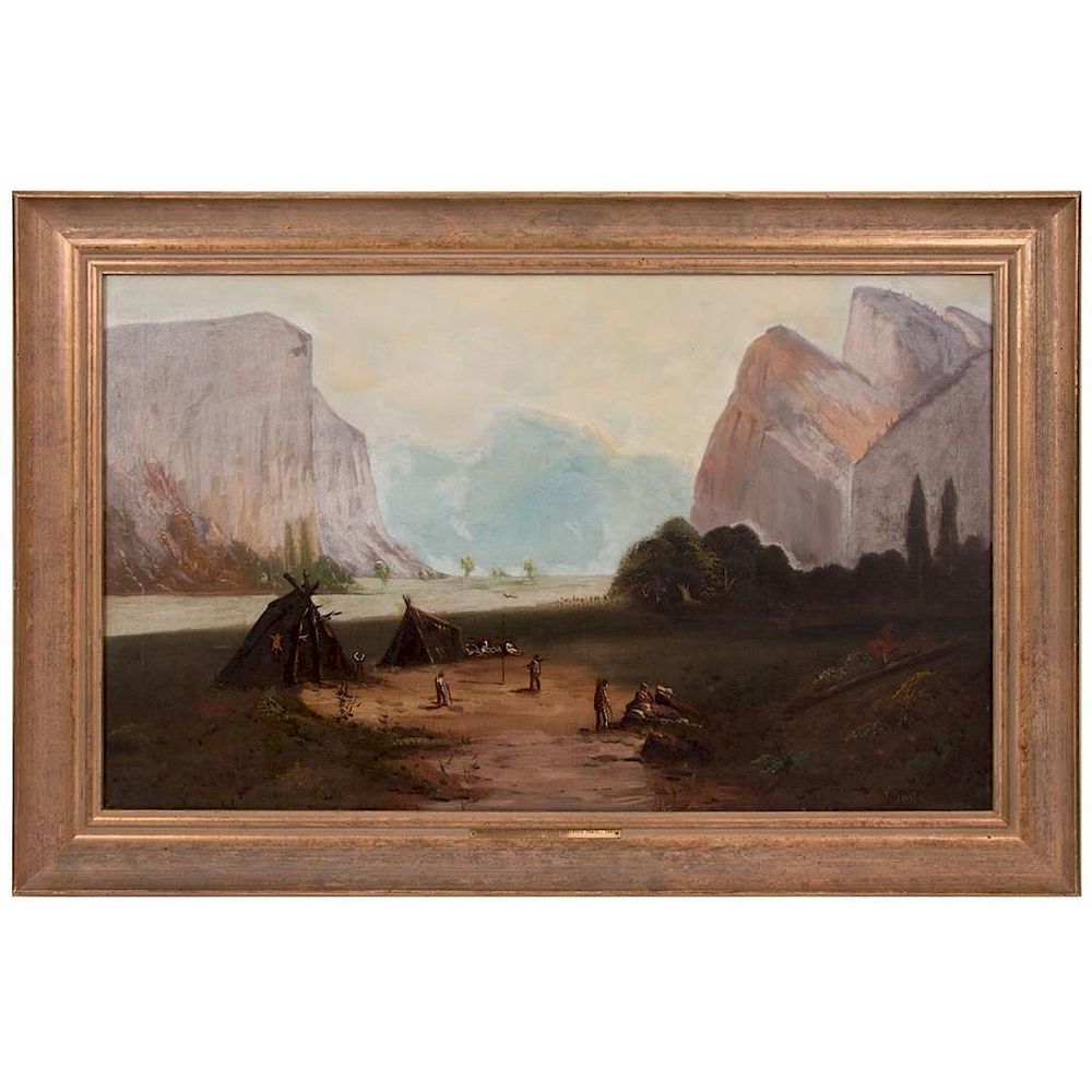 Appraisal: Oil on canvas of Yosemite by James Dwyer - A