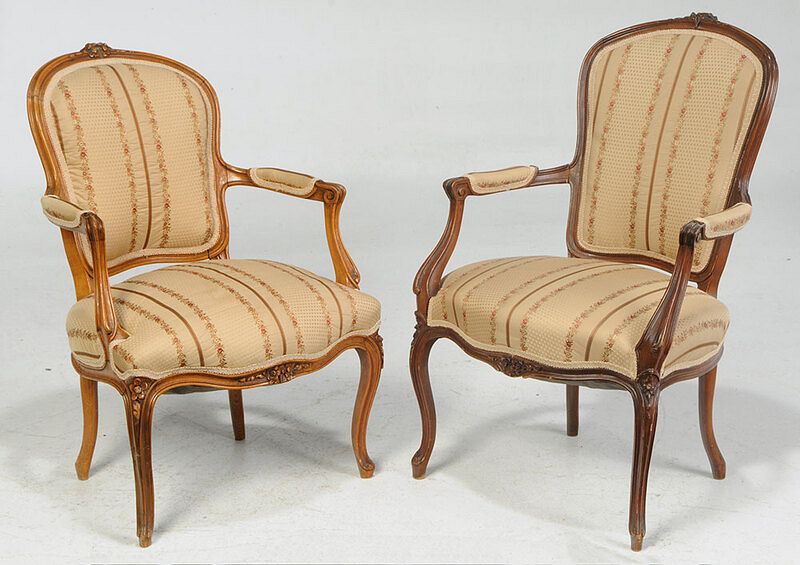 Appraisal: Two Provincial Louis XV Style Carved Fauteuils th century each