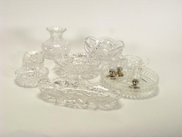 Appraisal: Large Group of Cut Glass Serving Items including '' bowl