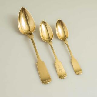 Appraisal: Three k Gold Spoons San Francisco Three k gold spoons