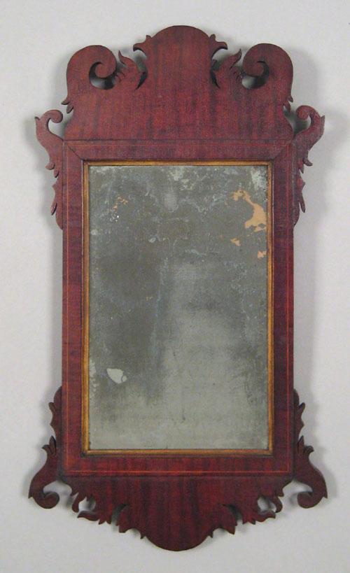 Appraisal: Chippendale mahogany looking glass late th c with a scrolled