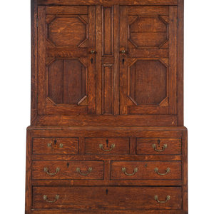 Appraisal: An English Oak Linen Press th th Century Height x